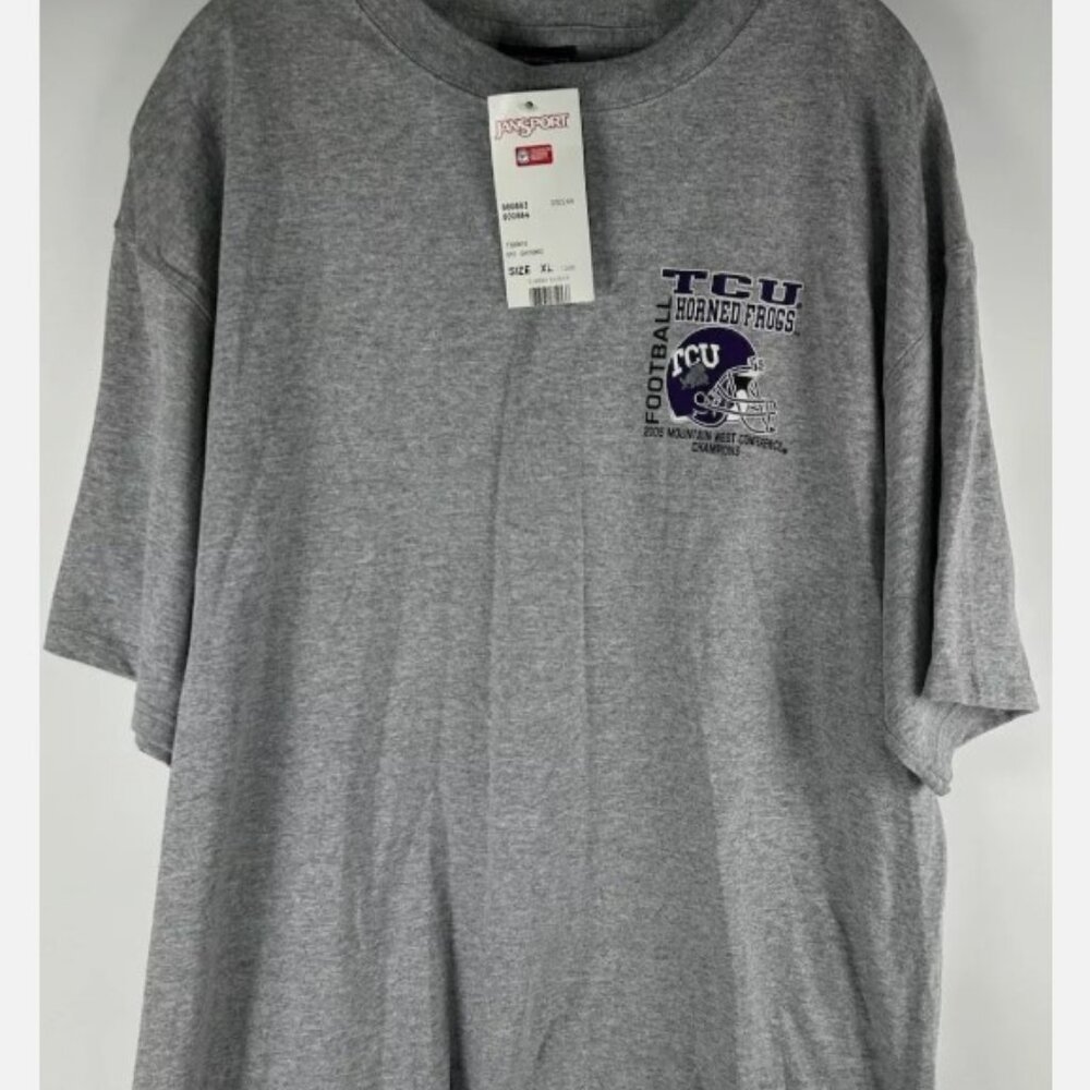 NWT Vintage TCU Horned Frog Jansport 2005 Gray T Shirt XL Football Mountain West